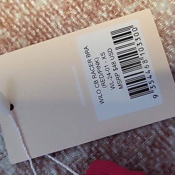 WILO Racerback Ribbed Pink Sports Bra Removeable Pads - Size XS - Picture 3 of 10